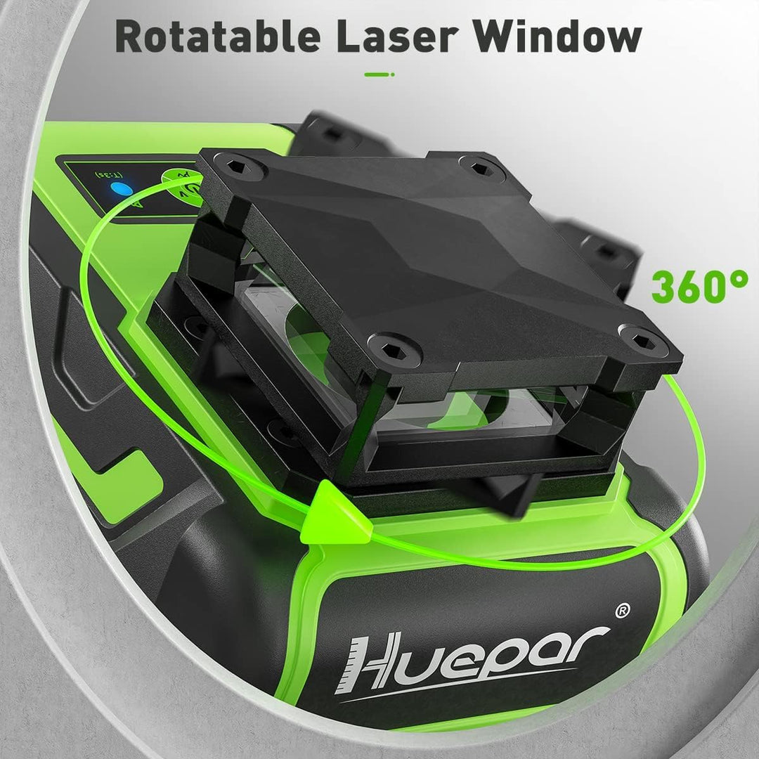 Huepar R03CG 3x360° Lasernivellier Selbstnivellierung Outdoor 3D Grüne Strahlen Kreuzlinien für Kons