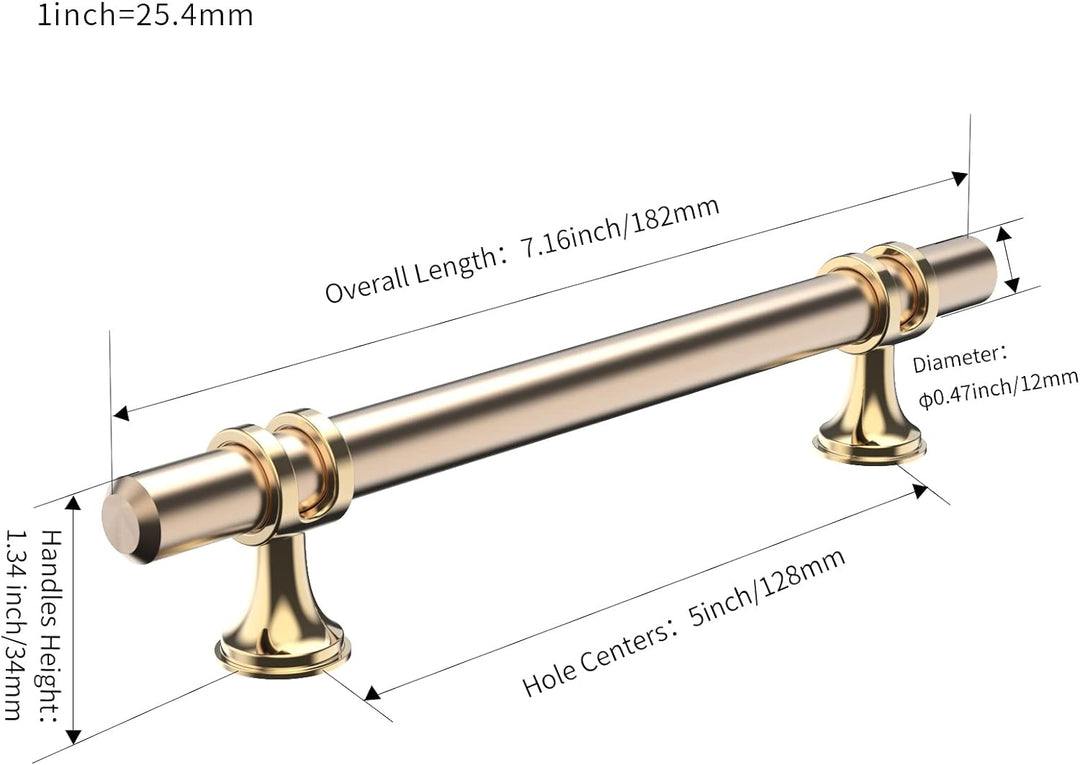 FURNIWARE 10 Stück Möbelgriff, 128mm Bohrlochabstand Möbelgriffe Schrankgriffe Küche Kabinett Griff