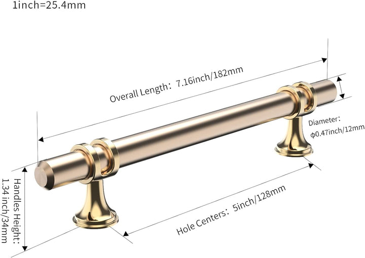 FURNIWARE 10 Stück Möbelgriff, 128mm Bohrlochabstand Möbelgriffe Schrankgriffe Küche Kabinett Griff