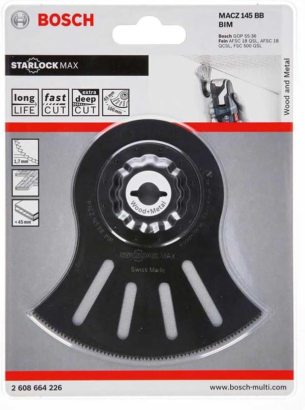 Bosch Professional 1x Segmentsägeblatt Starlock MACZ 145 BB (für Holz, Holz mit Nägeln, Kunststoff,