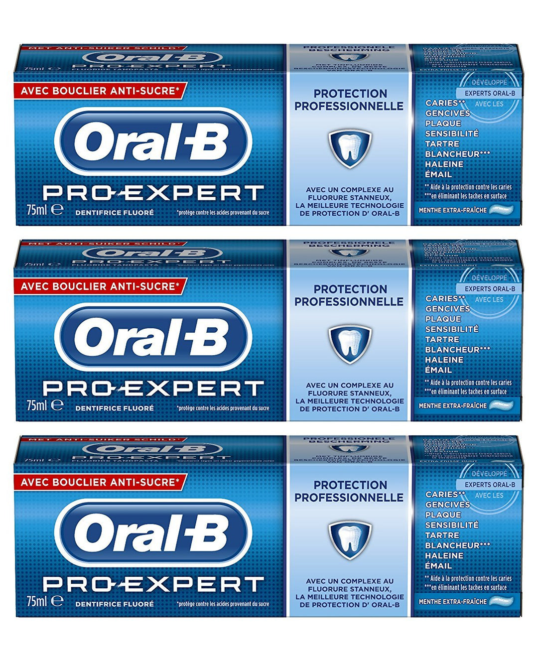Oral-B Pro Professionelle Zahnpasta für Experten, Minze, extra-frisch, 75 ml, 3 Stück, 3er Pack (3 x