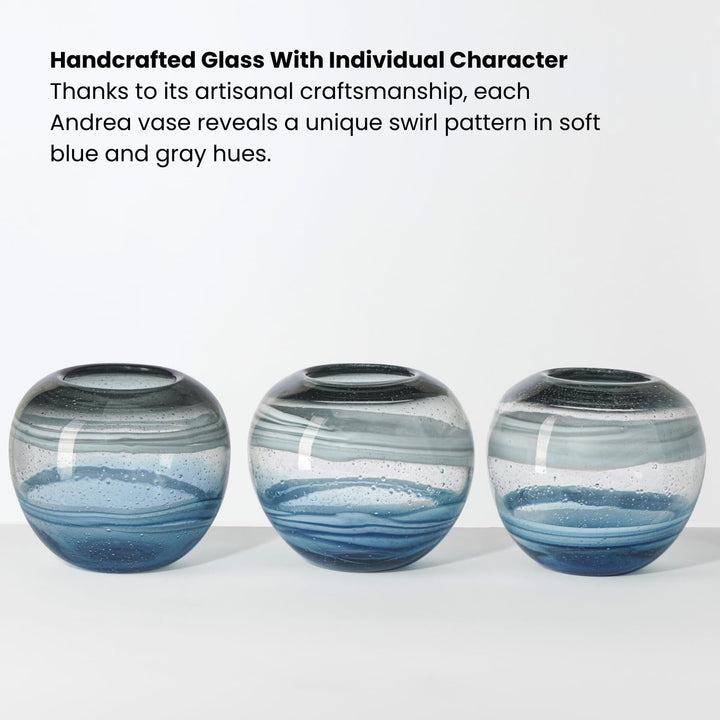 Torre & Tagus Andrea Handgefertigte Vase aus Glas mit Wirbel, für Heimdekoration, Wohnzimmer, Tafela