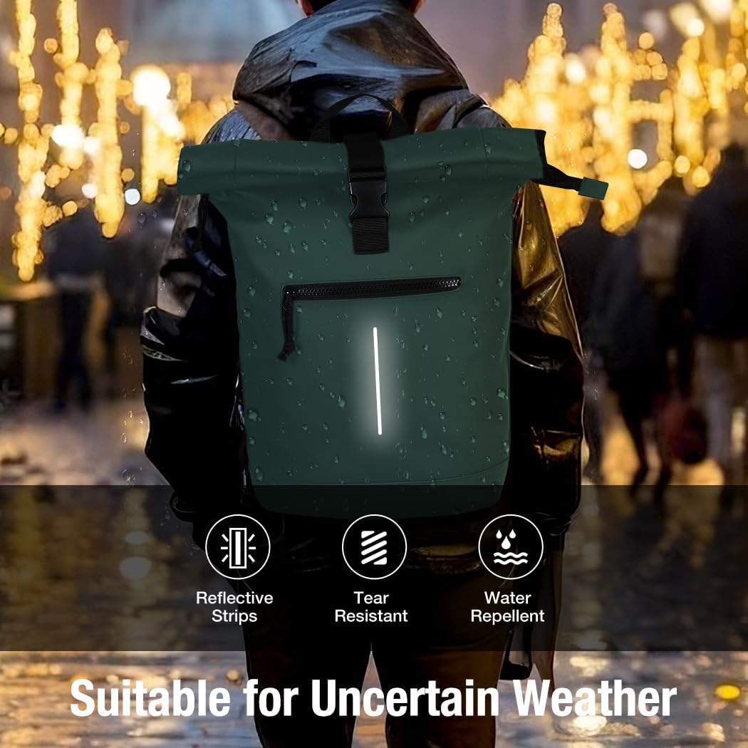Lekeinchi Rolltop Rucksack Wasserdicht für Damen &amp; Herren, Grosser Laptop Rucksack mit Computerfach