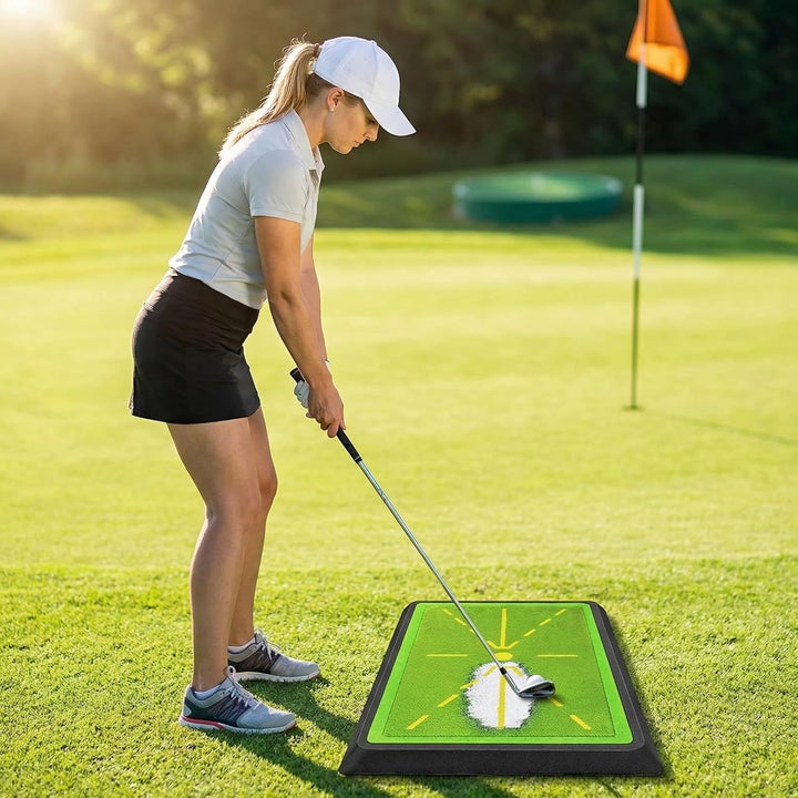 DULCE DOM Golf-Trainingsmatte mit Schwungbahn-Feedback | Indoor & Outdoor | rutschfeste Gummirücksei