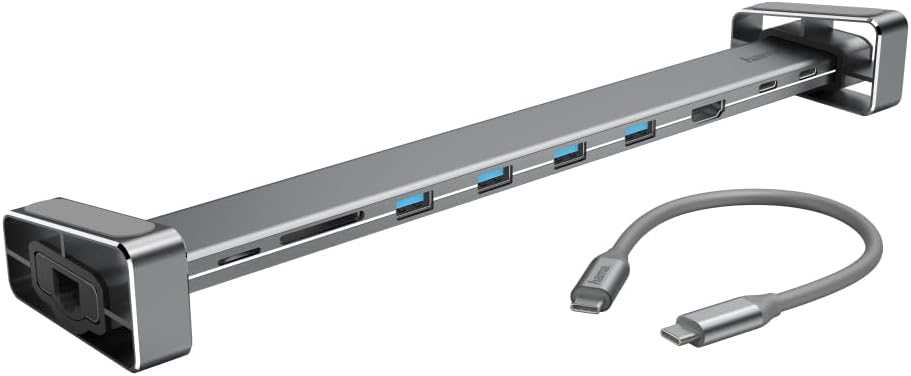 Hama USB C Hub 9 Ports Dockingstation mit abnehmbaren Standfüssen (Multiport Adapter 1x HDMI 4K, 4x