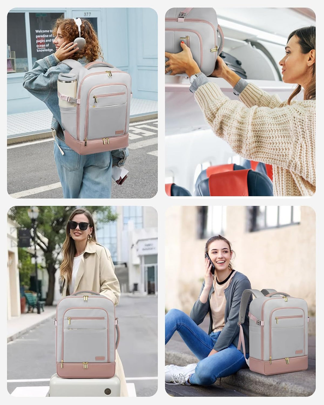 LOVEVOOK Handgepäck Reiserucksack mit separatem Schuhfach, 50L Rucksack Damen Gross mit Nass- und Tr