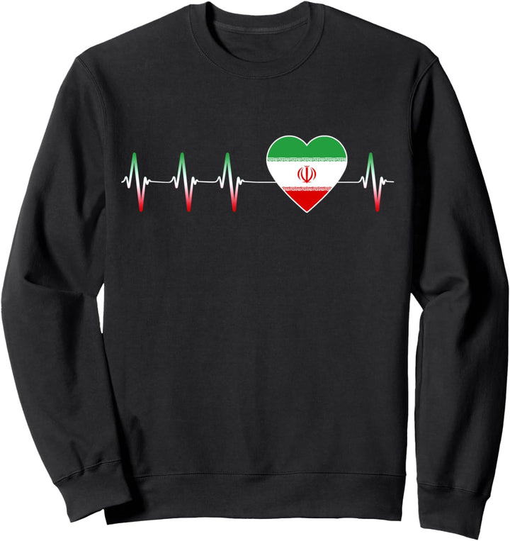 Iranian Heartbeat I Love Iran Flag Heart Pulse Country Sweatshirt