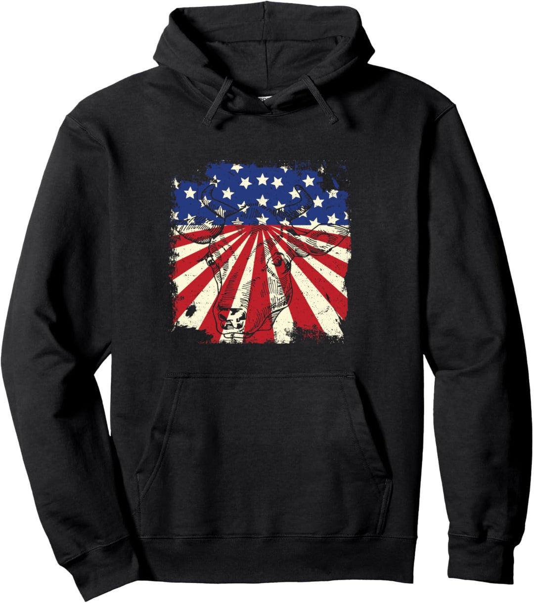 Vieh: American Flag Cattle Cow - Landwirt Sprüche Pullover Hoodie