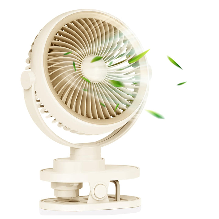 Camping Ventilator mit LED Nachtlicht , Wiederaufladbarer USB-C Klein Clip Ventilator mit Akku, 5 Ge