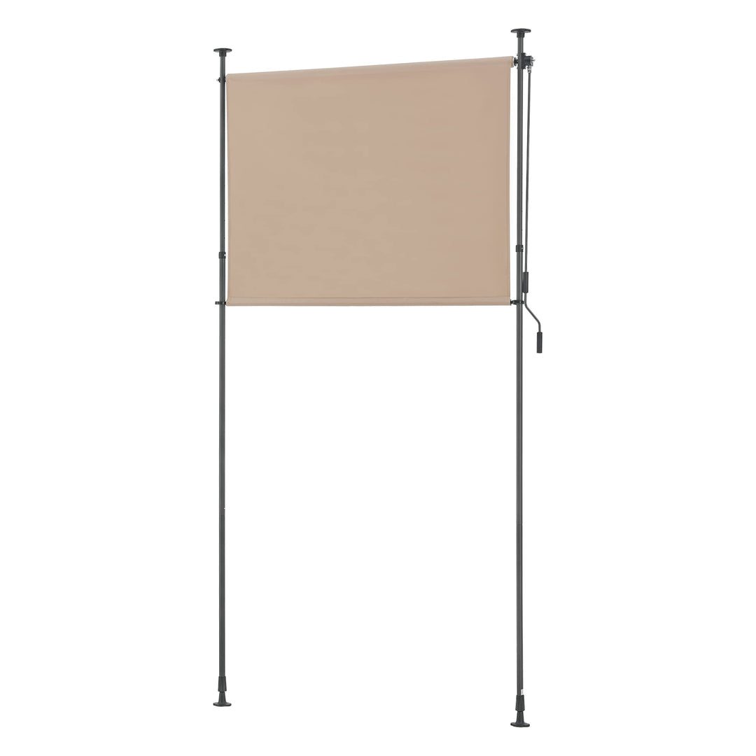 pro.tec Aussenrollo Cimarra 150 x 270 cm Balkonrollo Senkrechtmarkise mit Handkurbel Sichtschutz wit