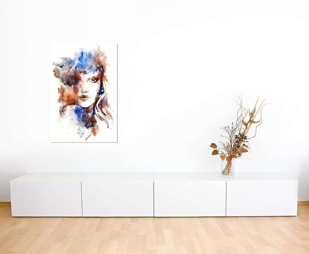 Paul Sinus Art 120x80cm - WANDBILD Handmalerei Frau Gesicht abstrakt - Leinwandbild auf Keilrahmen m