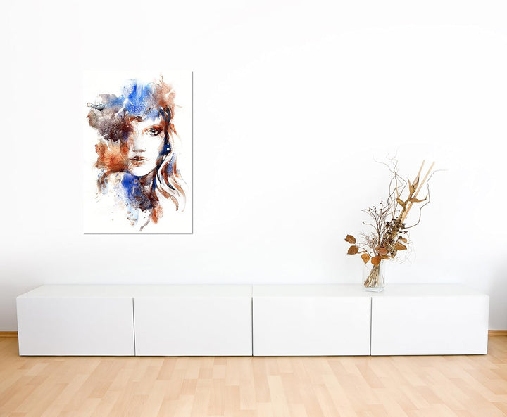 Paul Sinus Art 120x80cm - WANDBILD Handmalerei Frau Gesicht abstrakt - Leinwandbild auf Keilrahmen m