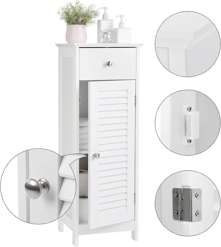 VASAGLE Badezimmerschrank, Badschrank schmal, Aufbewahrungsschrank, kleiner Schrank, mit Schublade,