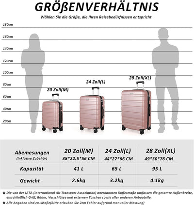 TAN.TOMI Koffer Set 3 Teilig Hartschale, Kofferset, Gepäck-Sets Koffer & Trolley Handgepäck, Reiseko