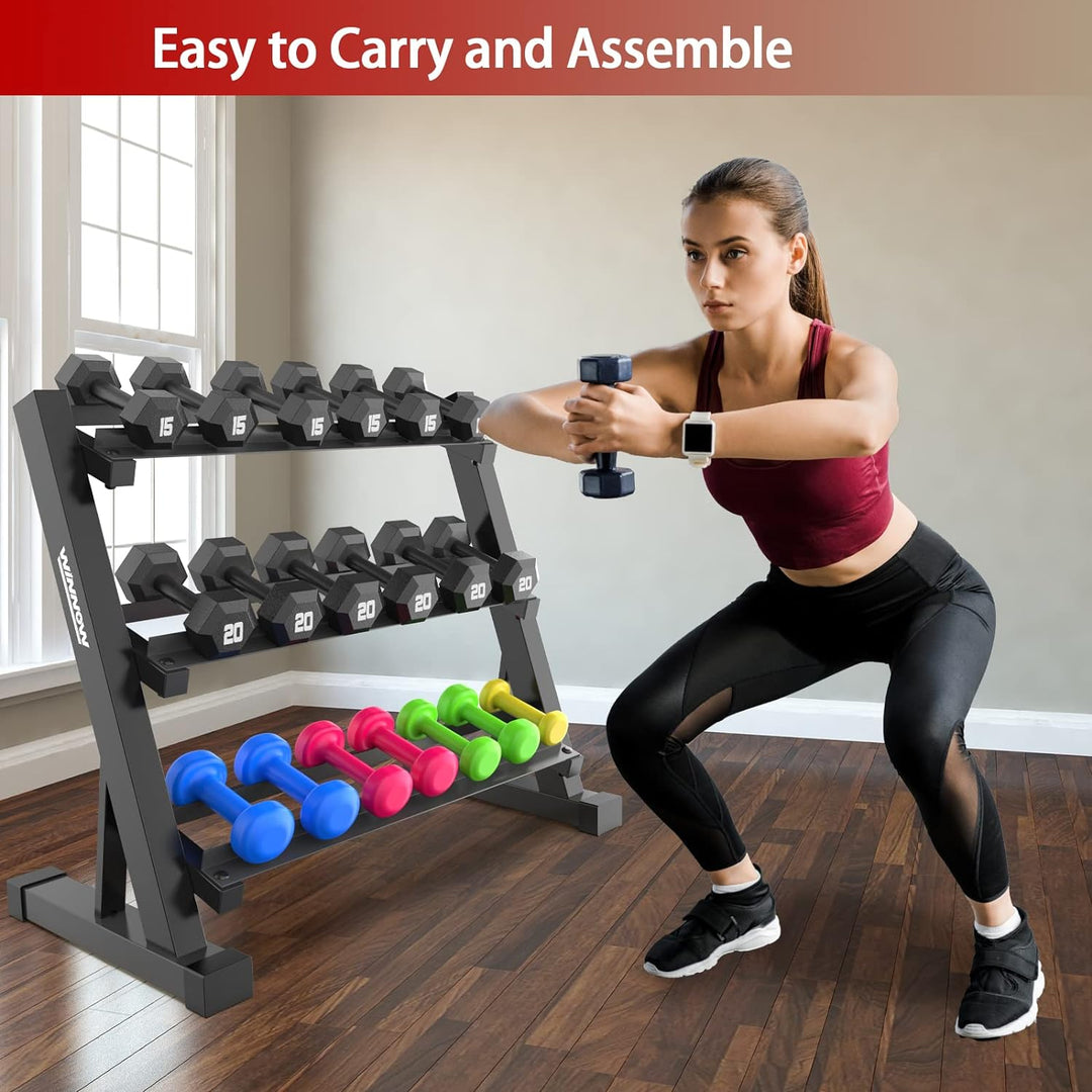 WINNOW Hantelständer mit 3 Ebenen für Zuhause, Fitnessstudio, Hantelablage,