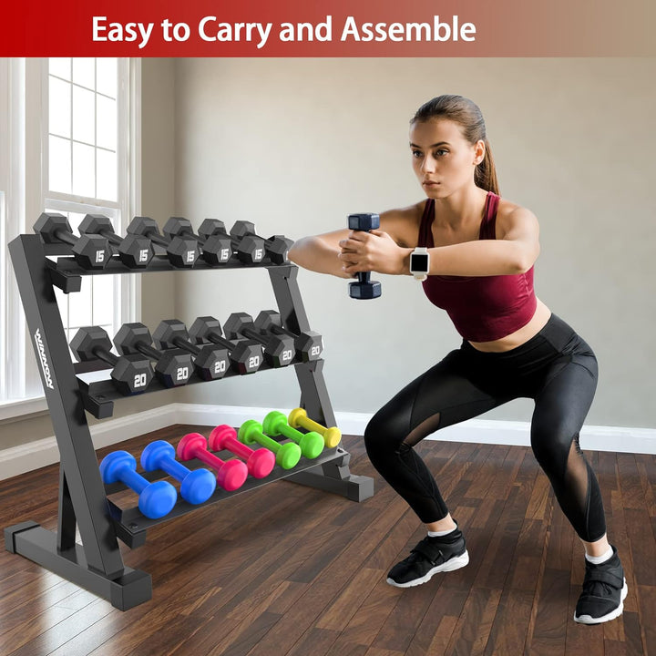 WINNOW Hantelständer mit 3 Ebenen für Zuhause, Fitnessstudio, Hantelablage,