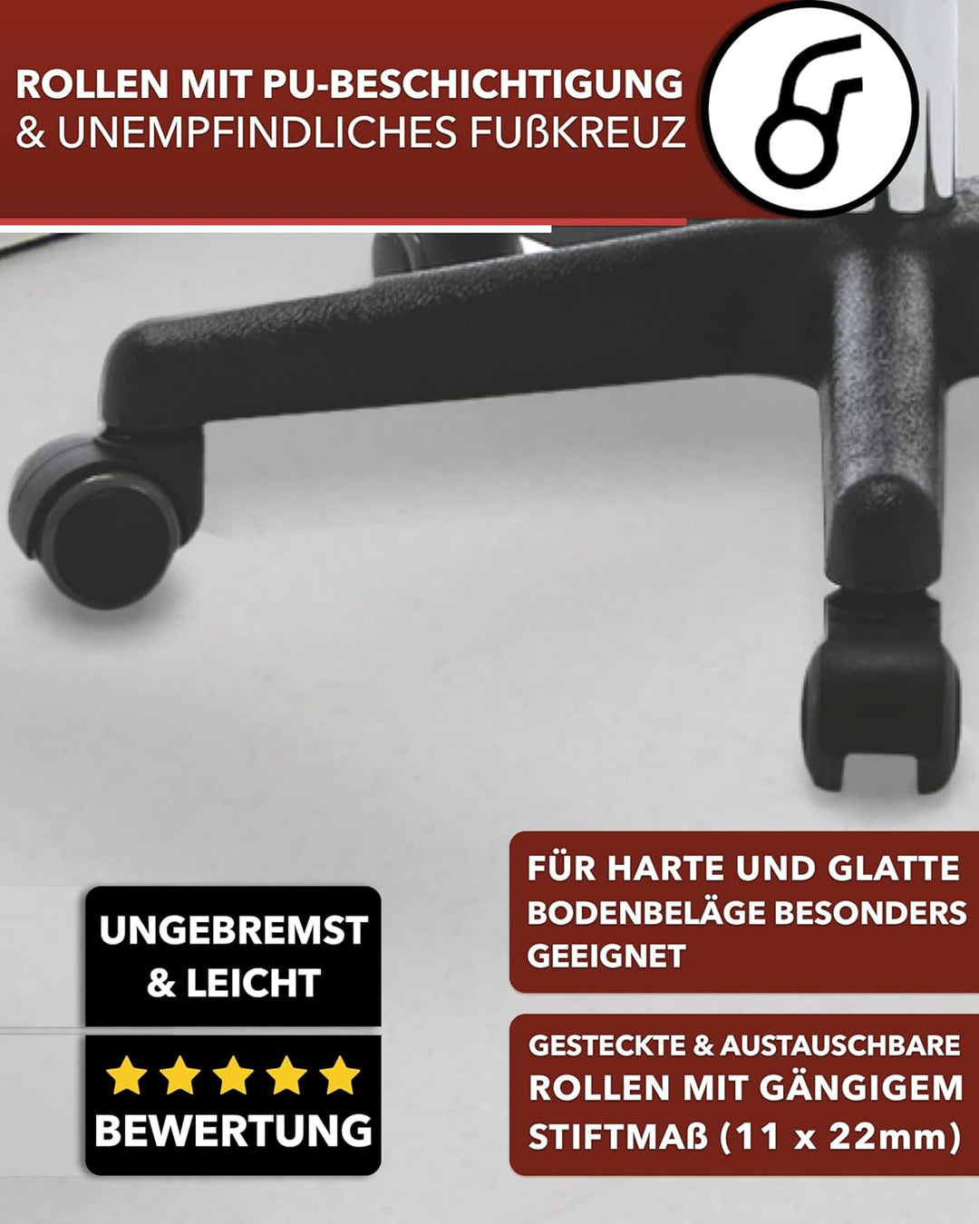 1stuff® XL Profi Rollhocker höhenverstellbar - 40 cm Sitzbreite - Sitzhöhe bis über 70cm - Arzthocke