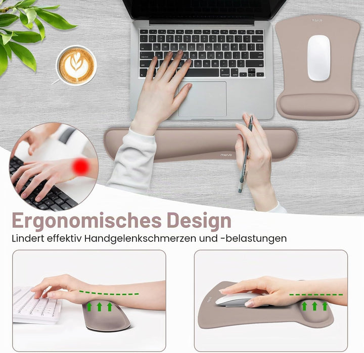 MOSISO Handgelenkauflagen für Mauspad&Tastatur Set,Ergonomisches Mauspad Rutschfester Boden Zuhause/