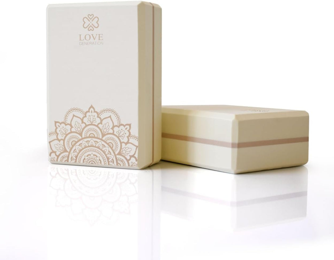 Love Generation - Yoga Block - High Density Eva - für Yoga, Fitness, Pilates und Stretching (Weiss)