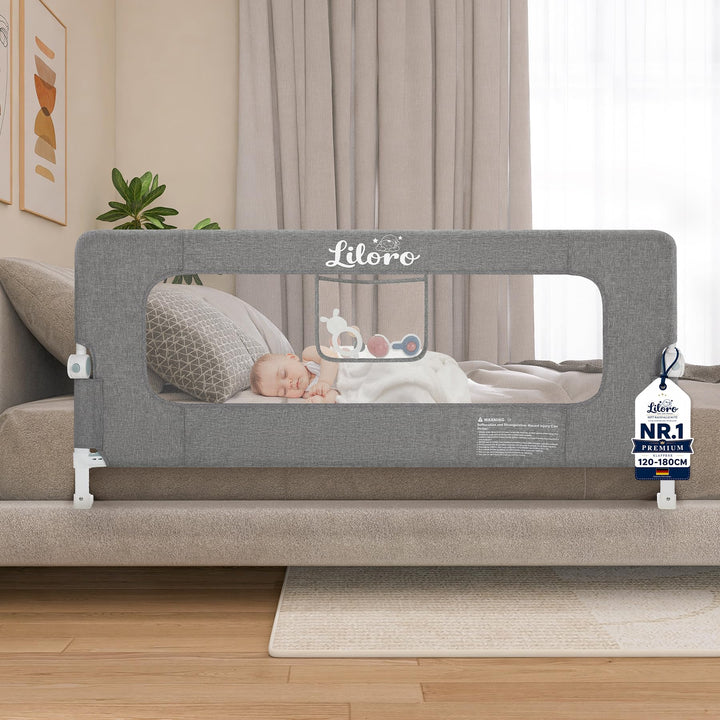Kinder Rausfallschutz 150cm, Zusammenklappbar, Stabiler Grossrahmen, Anti-Kollisions-Design, einfach