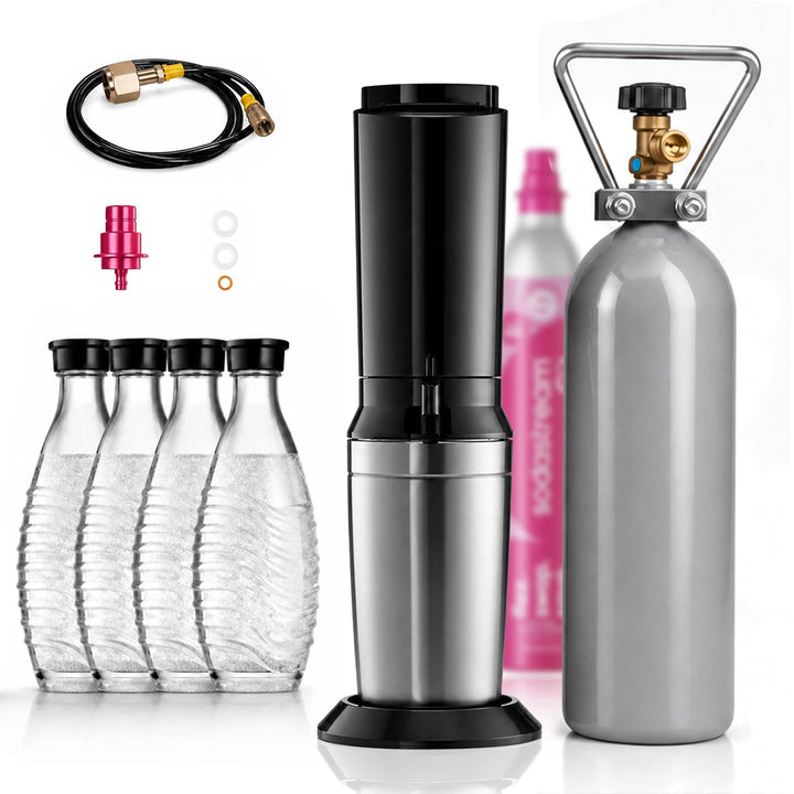 Wassersprudler Crystal Spar-Set mit 2kg CO2 | Flasche 400L statt 60 L, optimal für Familien und Büro
