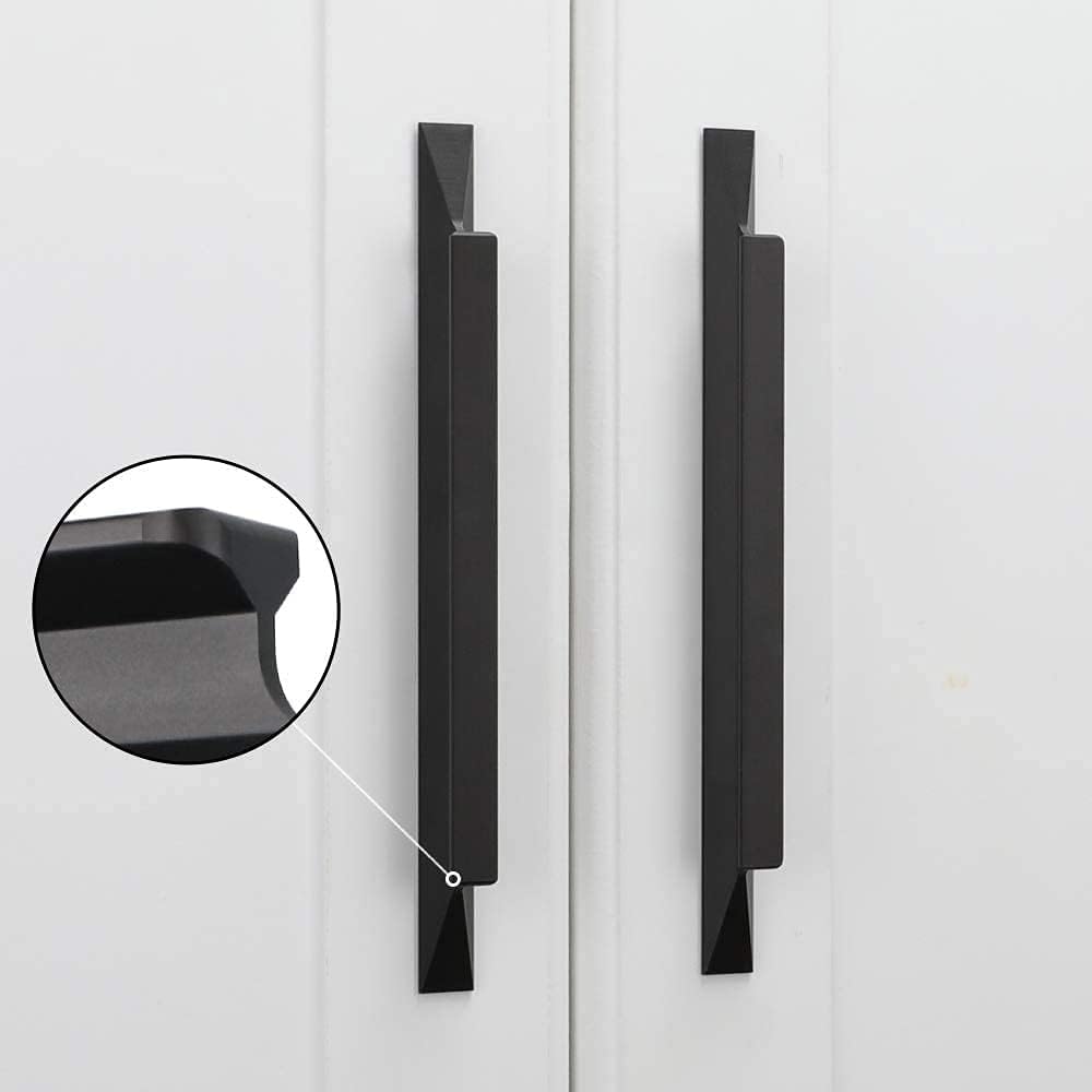 goldenwarm 10 Stück Möbelgriffe 128mm Schrankgriffe Edelstahl Küchengriffe Schwarz Türgriffe Küche G