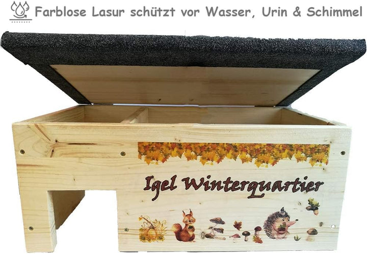 Nagerstore Igelhaus Igelhütte XXL mit Labyrintheingang Winterquartier Katzensicher Winterfest, Ficht