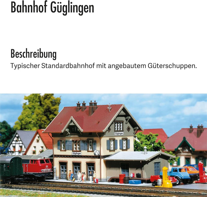 FALLER Bahnhof Güglingen Modellbausatz mit 213 Einzelteilen 119 x 56 x 60 mm I Modelleisenbahn Zubeh