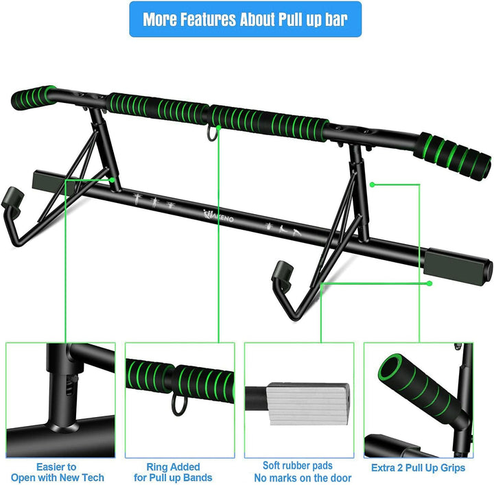HAKENO Klimmzugstange Türrahmen - Stark belastbare Pull up bar [bis 200 KG]- Inklusive Schlingentrai