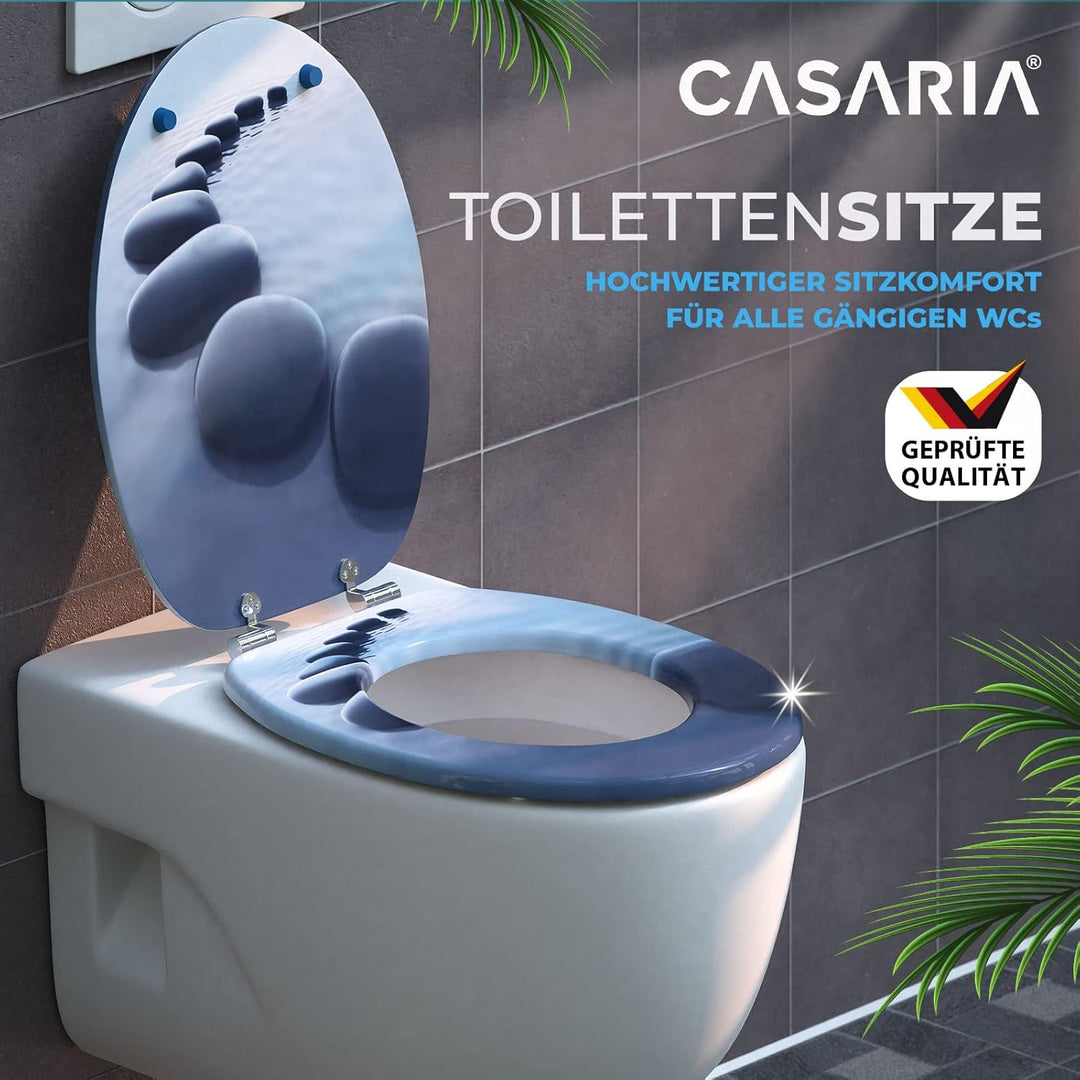 CASARIA® Toilettendeckel mit doppelter Absenkautomatik MDF rostfreie Metall Scharniere WC Sitz 175kg