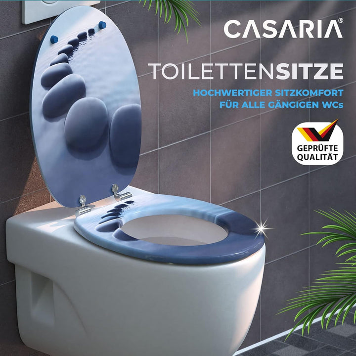CASARIA® Toilettendeckel mit doppelter Absenkautomatik MDF rostfreie Metall Scharniere WC Sitz 175kg