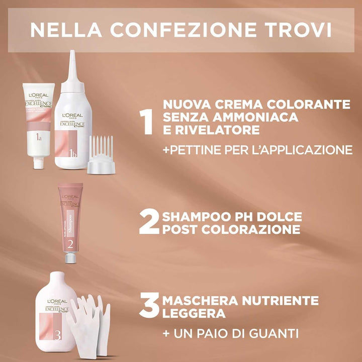 3 x L'Oréal Paris Excellence Creme, permanente Haarfarbe, Universal Nude, Hellbraun 5U, Dreifachbeha