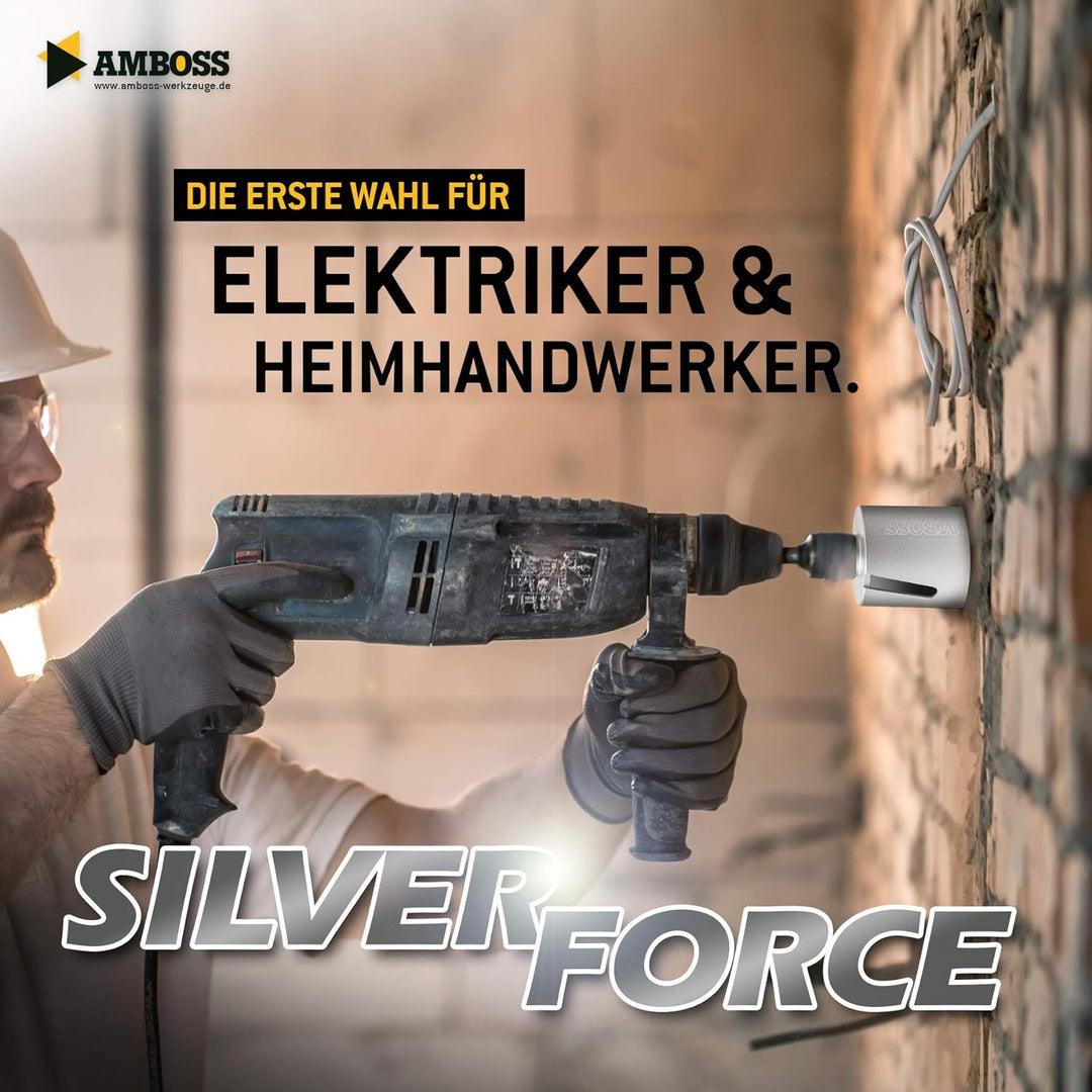 Diamant Dosensenker Ø 82 mm / M16 / Seitenschlitz / 90mm Nutzlänge - Amboss Silver Force Premium für