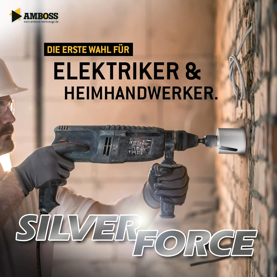 Diamant Dosensenker Ø 68 mm / M16 / Seitenschlitz / 90mm Nutzlänge - Amboss Silver Force Premium für