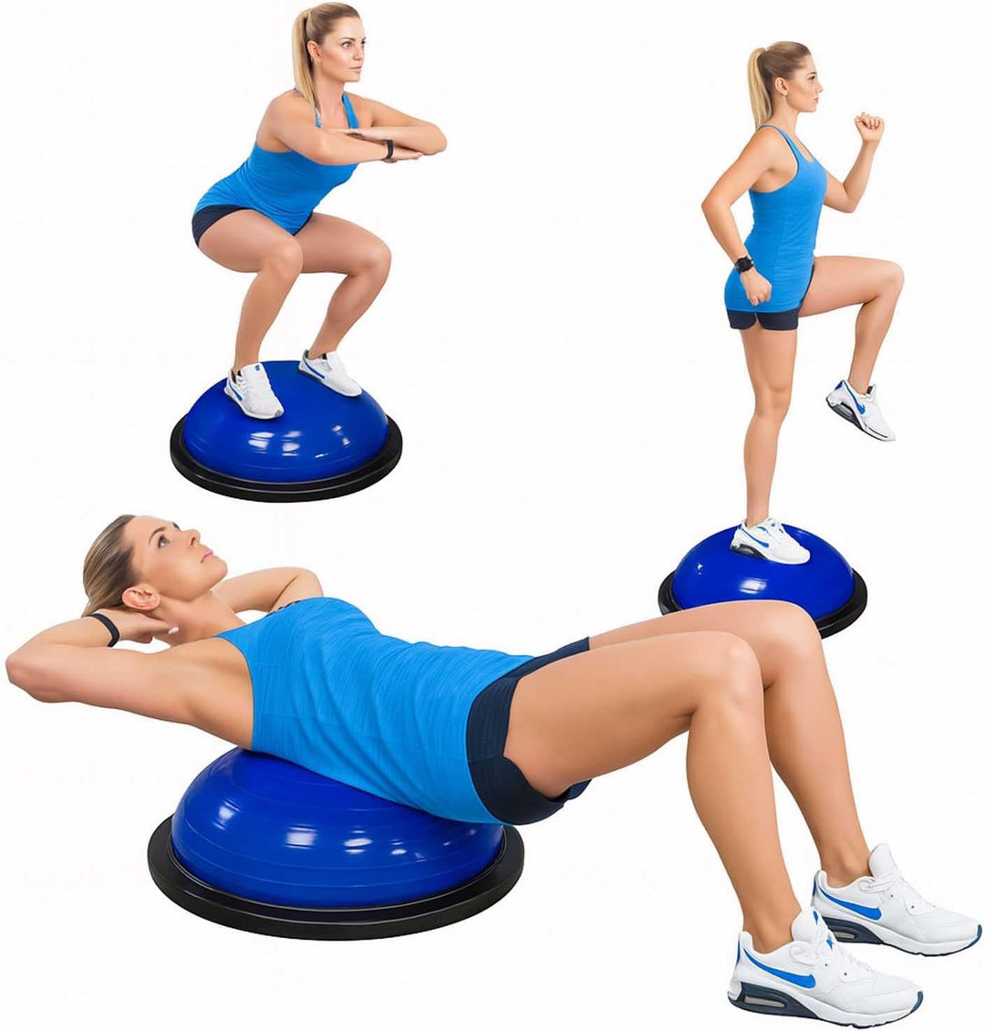 OcioDual Bos Balance Ball 58cm Blau Balance Fitness Trainer Up AntiRutsch Halbkugel Halbball mit Wid