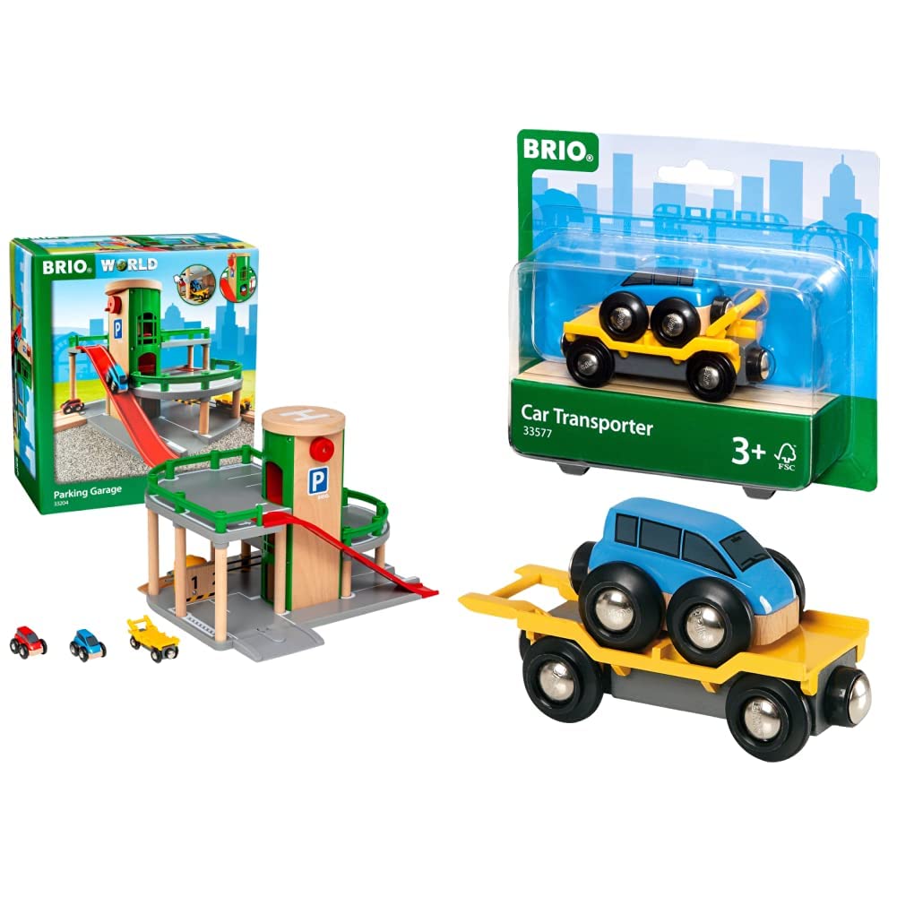BRIO World 33204 Parkhaus, Strassen & Schienen – Eisenbahnzubehör für die BRIO Holzeisenbahn – Empfo