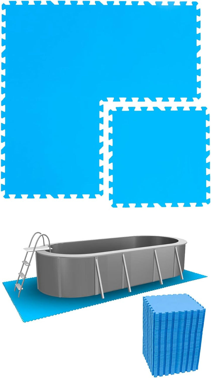 EYEPOWER 15,9 m² Poolunterlage - 68 Eva Matten 50x50 - Outdoor Pool Unterlage - Unterlegmatten Set 1