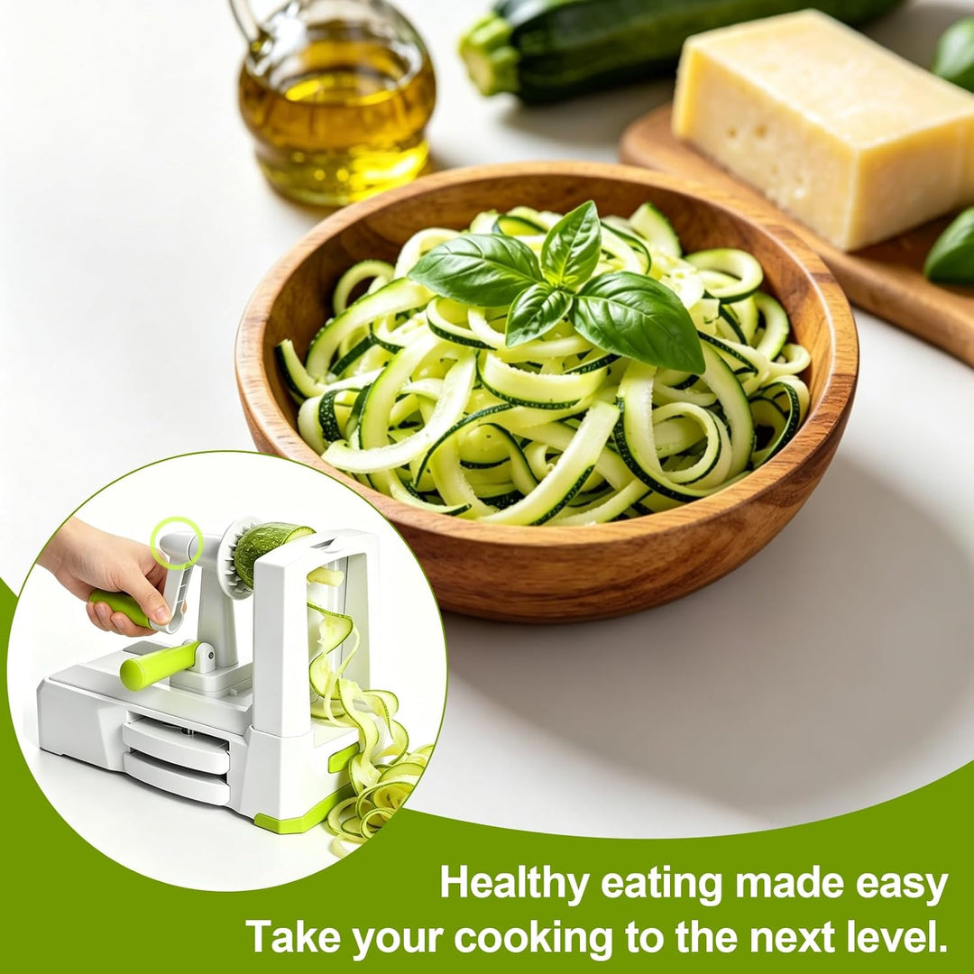 Spiralschneider Gemüseschneider 5 Klingen, manueller Sparschäler für Zoodles, Spaghetti,Obst &amp; Gemüs