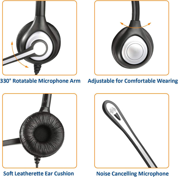 Wantek Headset Handy Binaural mit Noise Cancelling Mikrofon, Smartphone Kopfhörer für iPhone Samsung