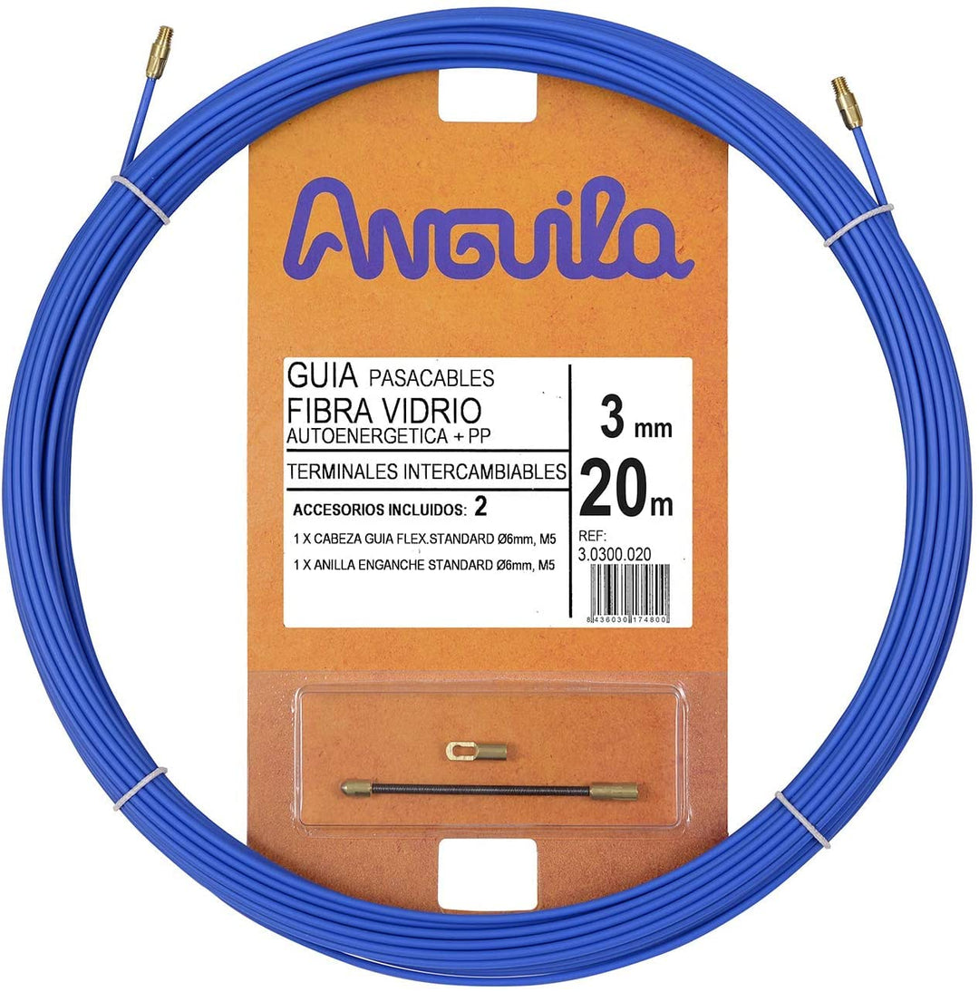 Anguila | Guía Pasacables | Fibra de Vidrio Reforzada + Propileno | Terminales Intercambiables | Col