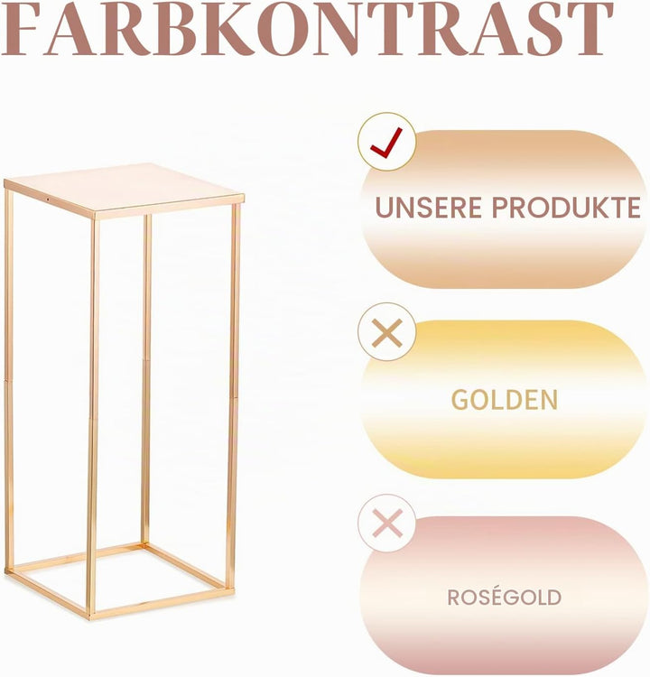 Sziqiqi 60cm Metall Goldene Rechteckige Vasen mit Platte Hochzeits Tisch – 10Stück Hoch Vase Blumens