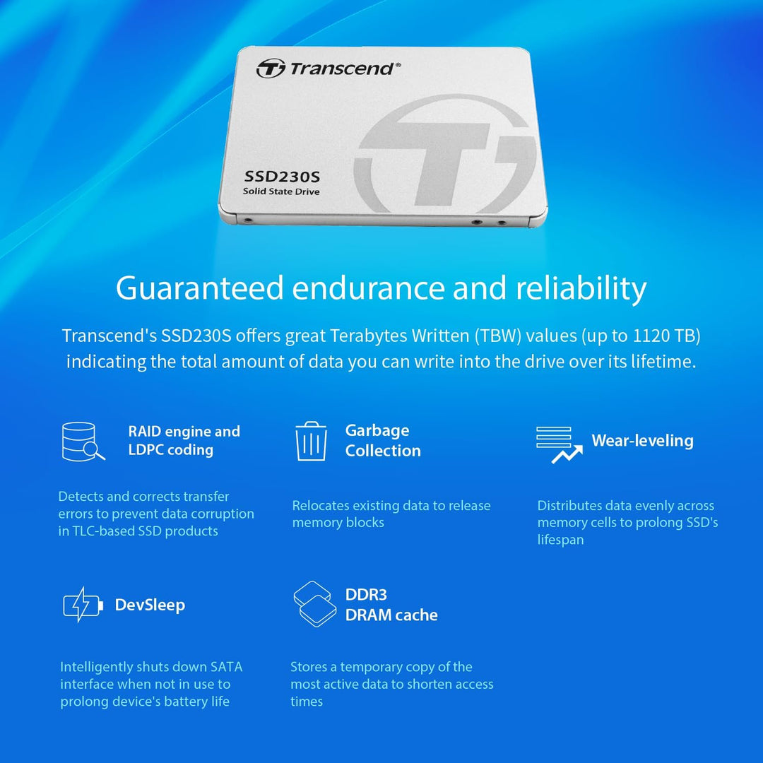 Transcend 1TB SATA III 6Gb/s interne 2.5” SSD (HDD) für Aufrüstung von Desktop-PCs, Laptops, Noteboo