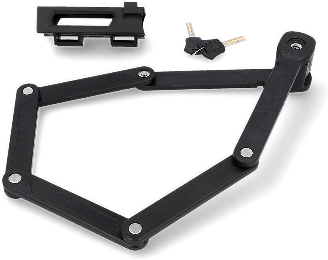 FISCHER Faltschloss inkl Halterung und 2 Sicherheitsschlüssel | schwarz 85 cm &amp; Spritzschutzset | ei