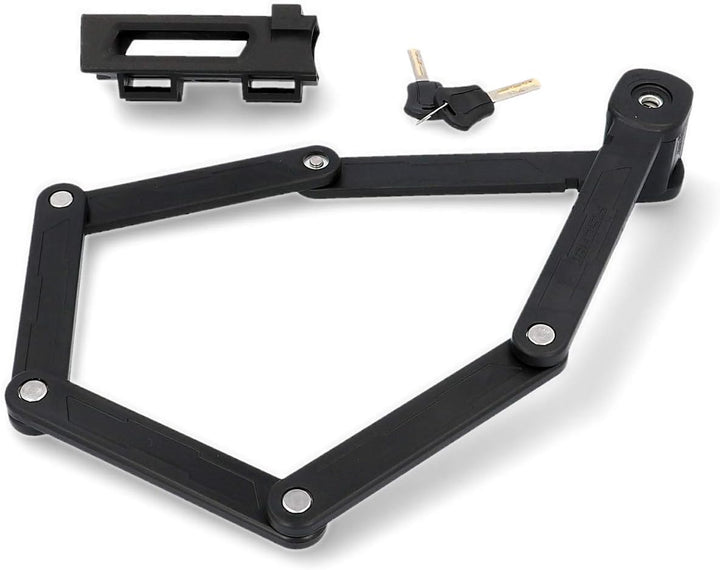 FISCHER Faltschloss inkl Halterung und 2 Sicherheitsschlüssel | schwarz 85 cm &amp; Spritzschutzset | ei