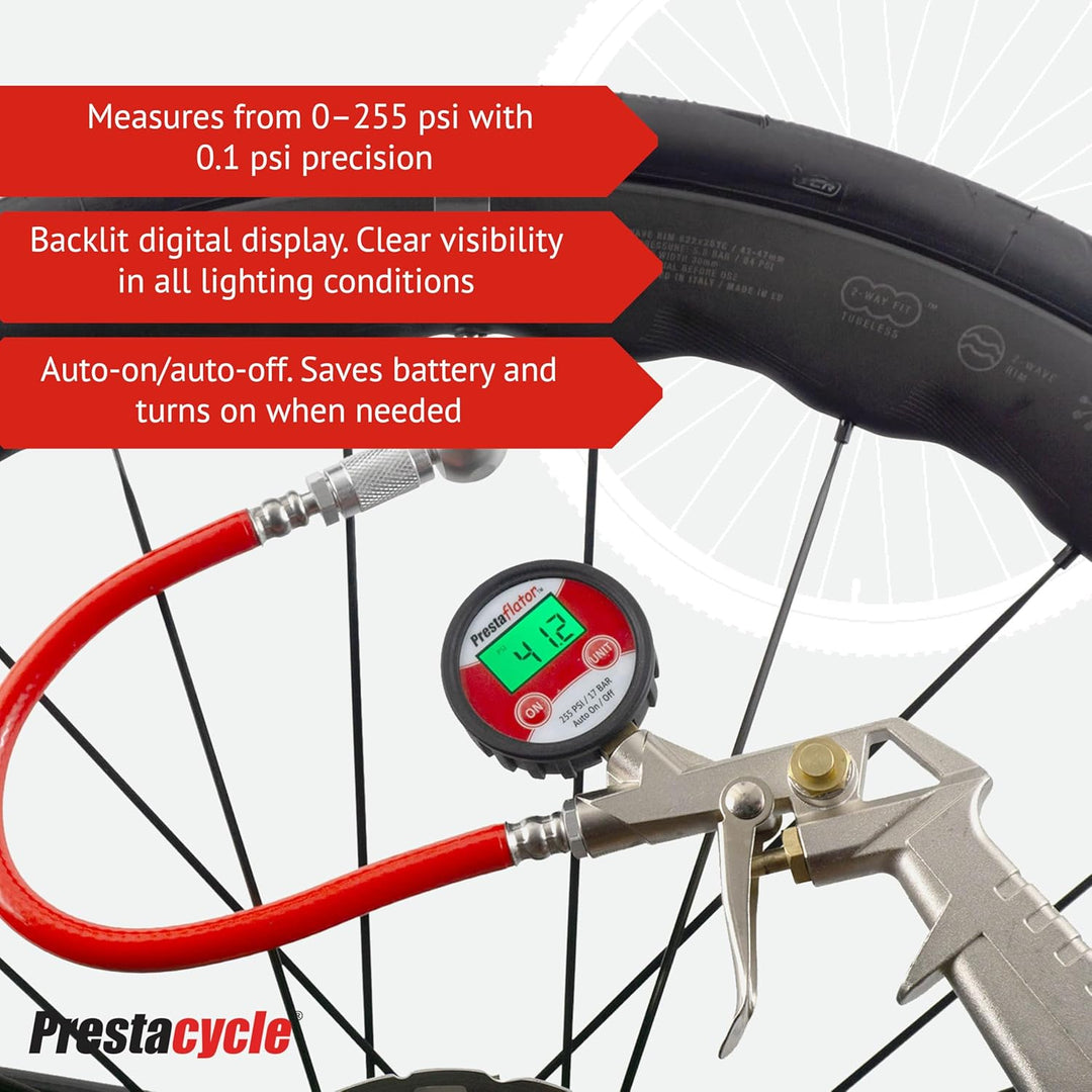 Prestacycle Prestaflator 255psi Digital Gauge Bottom Mount (für digitale Prestaflatoren und Atemregl