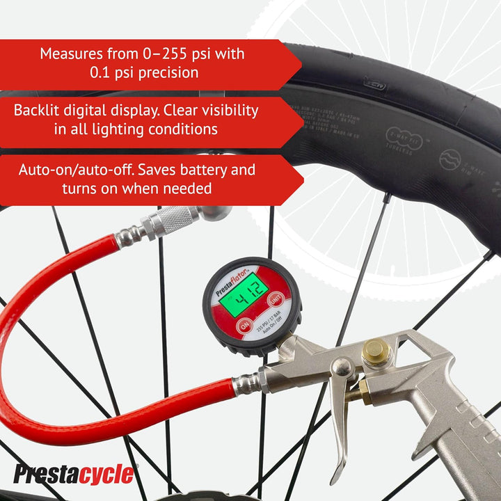 Prestacycle Prestaflator 255psi Digital Gauge Bottom Mount (für digitale Prestaflatoren und Atemregl