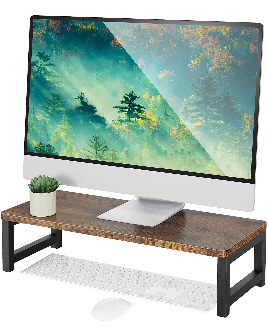 OROPY Vintage Monitorständer aus Holz, Bildschirmerhöhung, für Laptop, Computer, Notebook, iMac, PC,