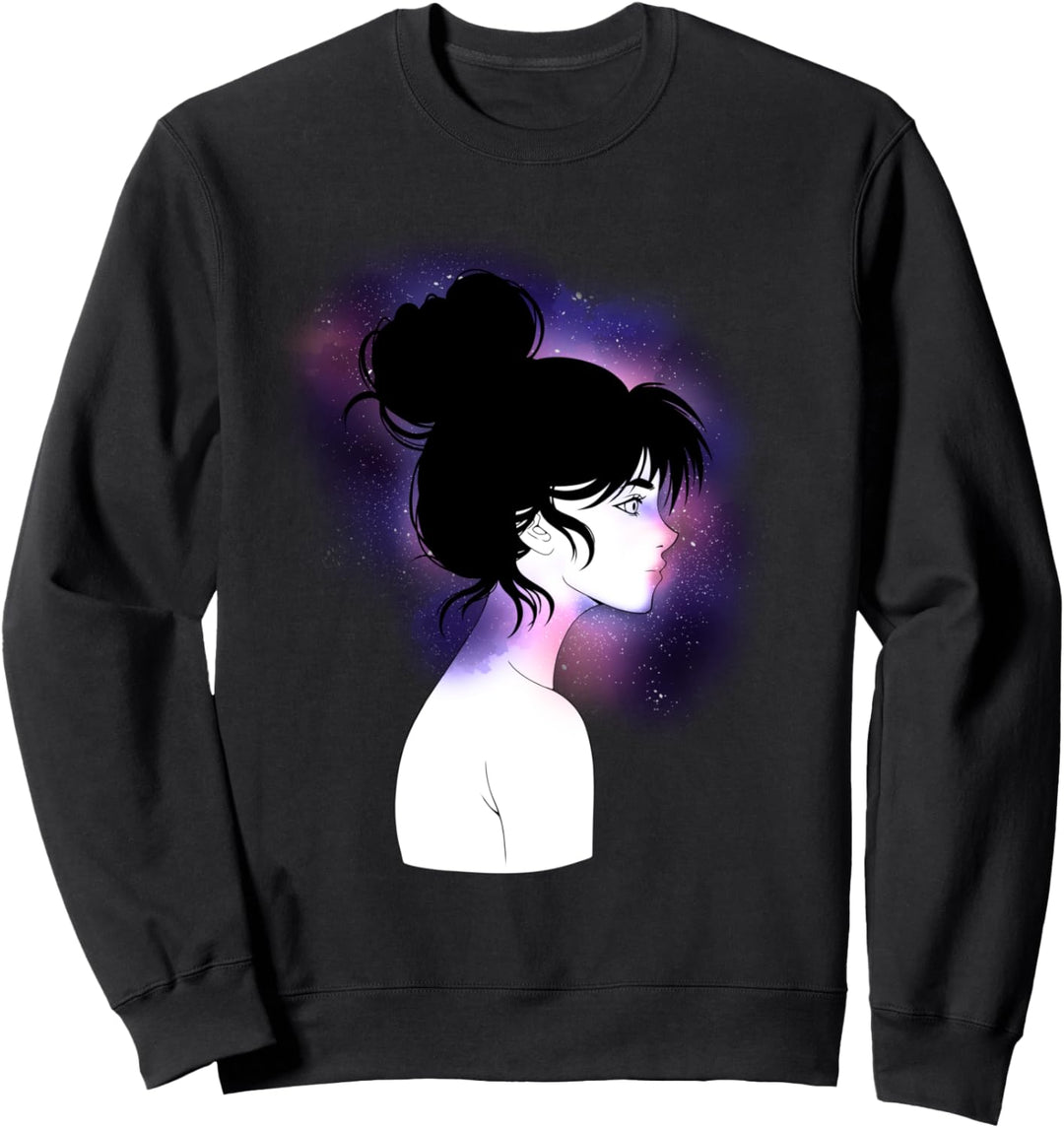 Anime Manga Galaxie Girl mit Zopf Sweatshirt