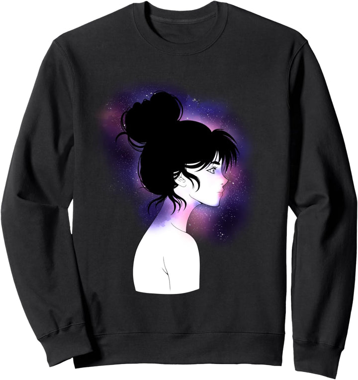 Anime Manga Galaxie Girl mit Zopf Sweatshirt
