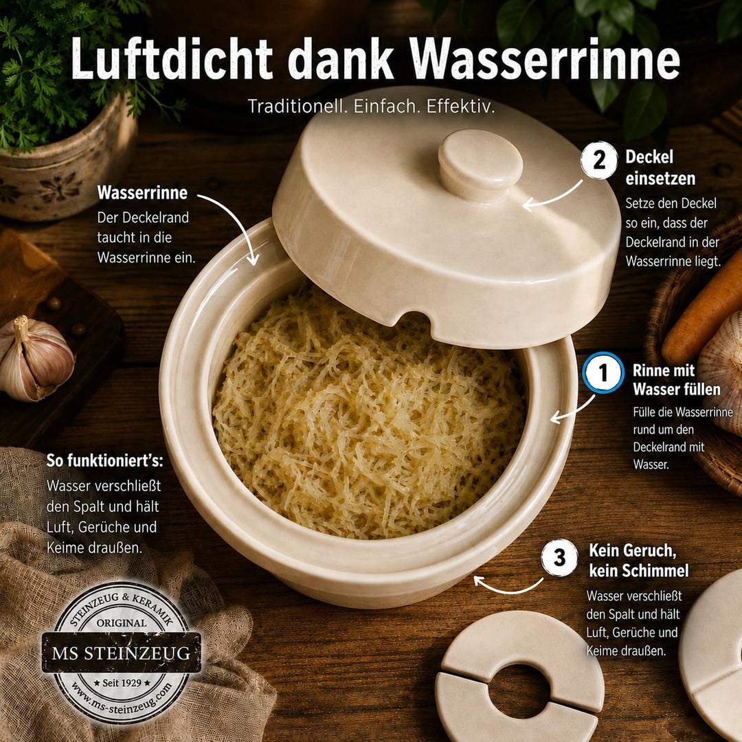 Gärtopf Mini Fermentation 1 Liter cremeweiss Milchsäuregärung Konservieren Einmachen gesunde Ernähru